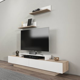 Hanah Home Lusi - Mueble de TV Blanco y Córdoba